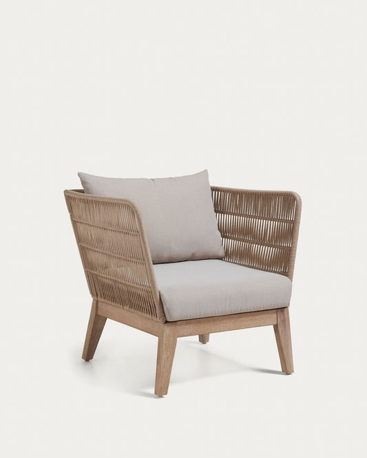 Belleny fotelja od bež gajtana i punog bagremovog drveta, FSC 100%