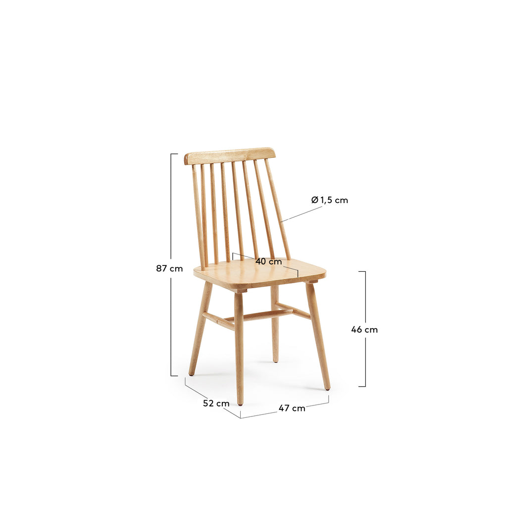 tressia MDF and solid rubber wood chair with natural varnish