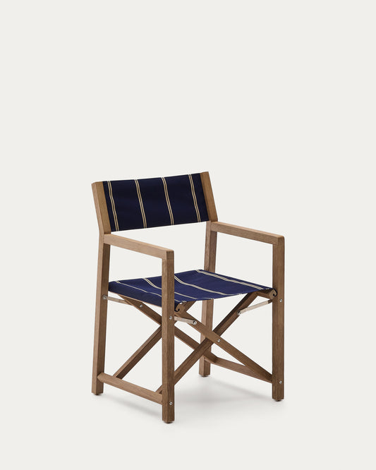 Wilara plava i bež prugasta vanjska sklopiva stolica od FSC 100% punog bagremovog drveta