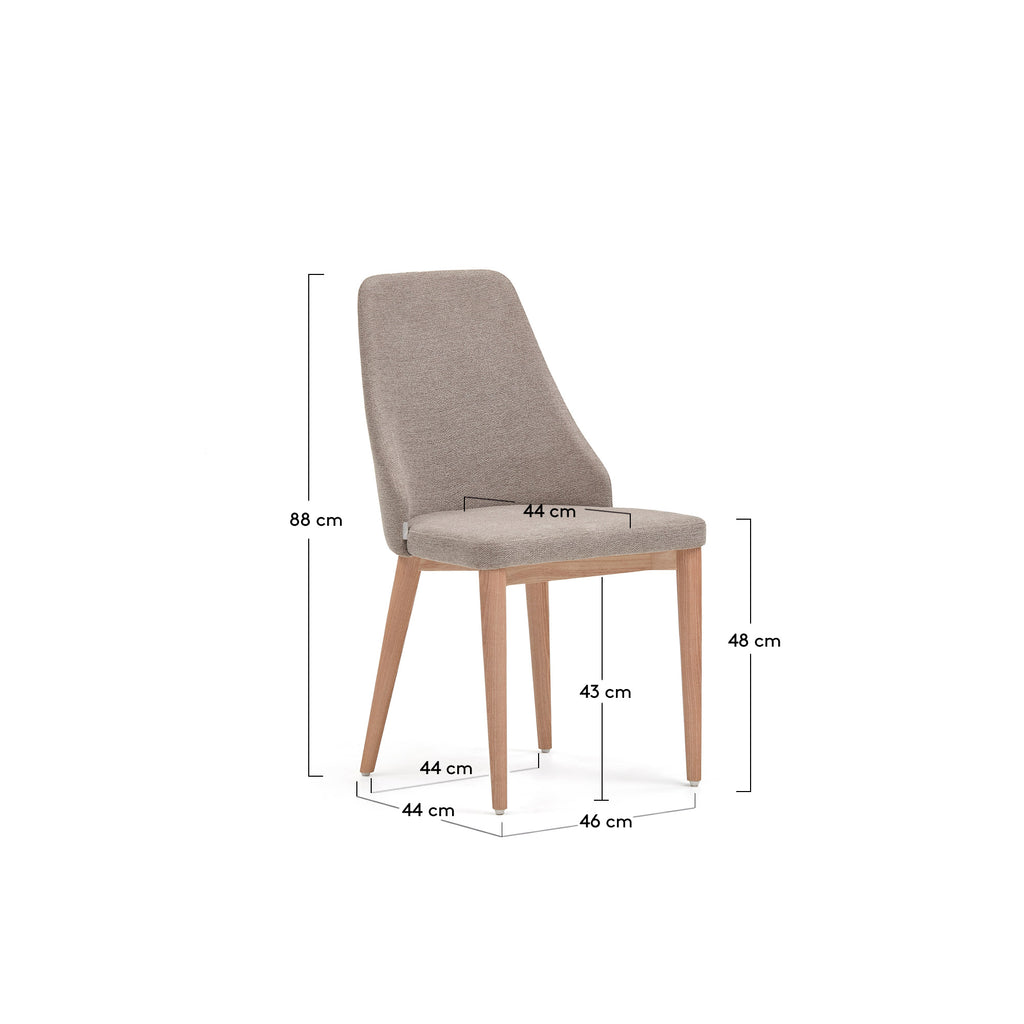 Rosie chair in brown chenille with solid ash wood legs in a natural finish