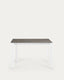 Axis extendable ceramic table in Vulcano Ceniza finish, white steel legs 120 (180) cm 