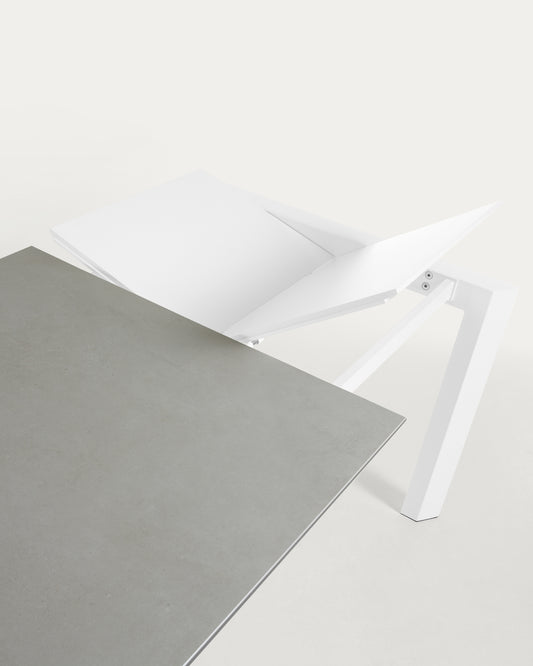 Axis porcelanski sto na izvlačenje u Hidra Lead završnoj obradi sa belim čeličnim nogama 140 (200) cm