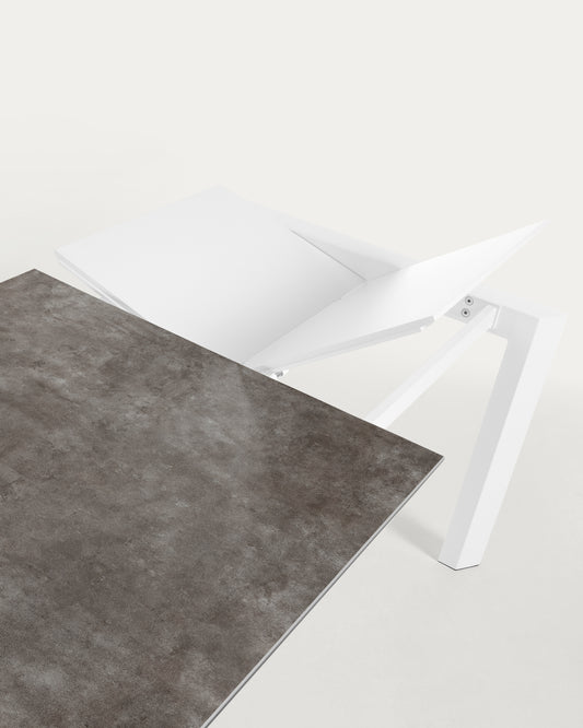 Axis porcelanski sto na izvlačenje u obradi vulkanskog pepela sa belim čeličnim nogama 140 (200) cm