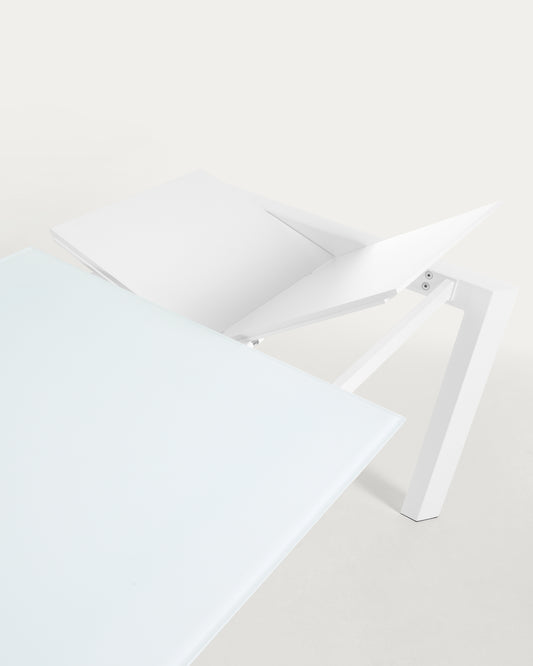 Axis belo staklo na razvlačenje sa belim čeličnim nogama 160 (220) cm