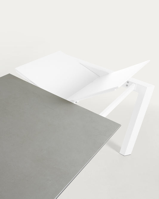 Axis porcelanski sto na izvlačenje u Hidra Lead završnoj obradi sa belim nogama 160 (220) cm