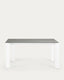 Axis porcelain extendable table in Hydra Lead finish with white legs 160 (220) cm