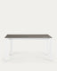 Axis extendable ceramic table in Vulcano Ceniza finish, white steel legs 160 (220) cm 