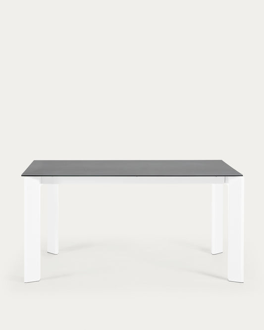 Axis porcelanski sto na izvlačenje u obradi Volcano Rock sa belim nogama 160 (220) cm