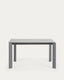 Axis extendable table in grey glass with steel legs in a dark grey finish, 140 (200) cm
