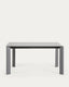 Axis extendable table in grey glass with steel legs in a dark grey finish, 160 (220) cm