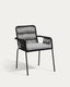 Samanta stackable chair in black cord with galvanised steel legs