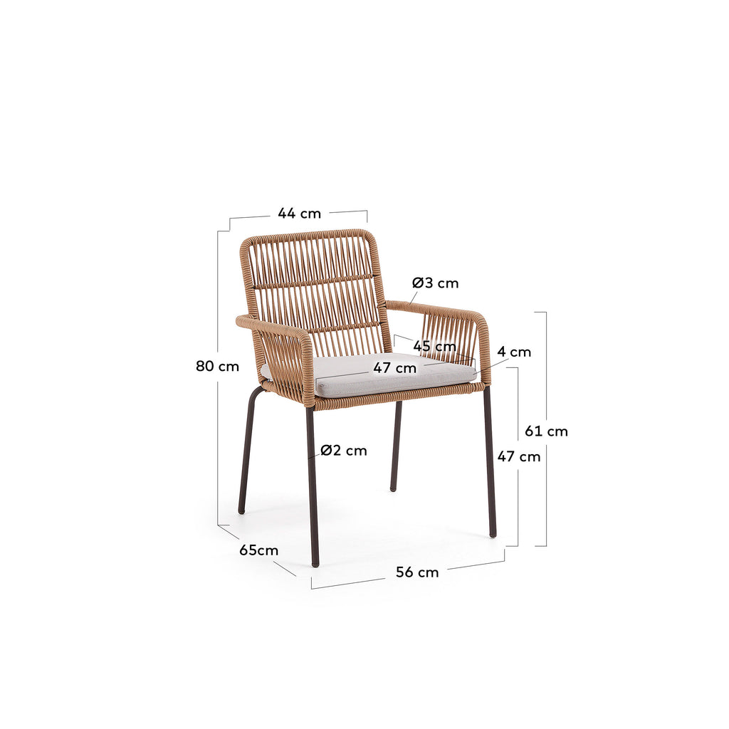 Samanta stackable chair in beige cord with galvanised steel legs