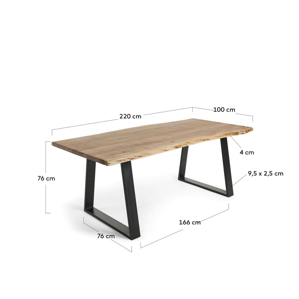 Alaia sto od punog bagremovog drveta sa prirodnom završnom obradom, 220 x 100 cm