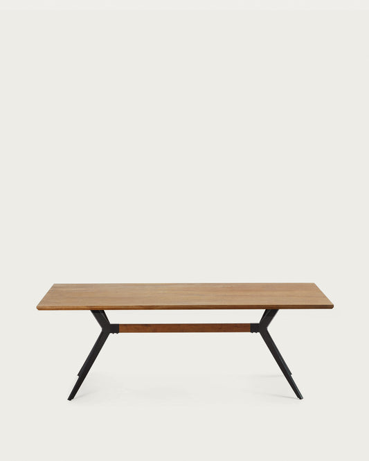 Sto od furnira od hrastovine ametist, sa završnom obradom i crnim čeličnim nogama, 160 x 90 cm