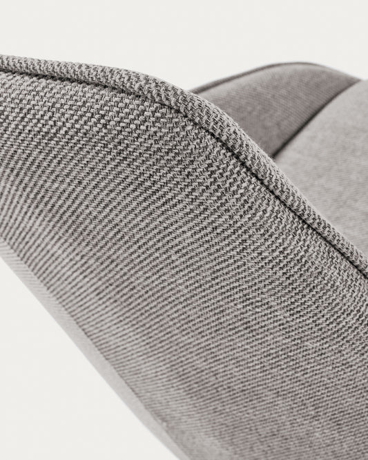 Jenna light gray swivel chair with steel legs and black finish FSC 100%