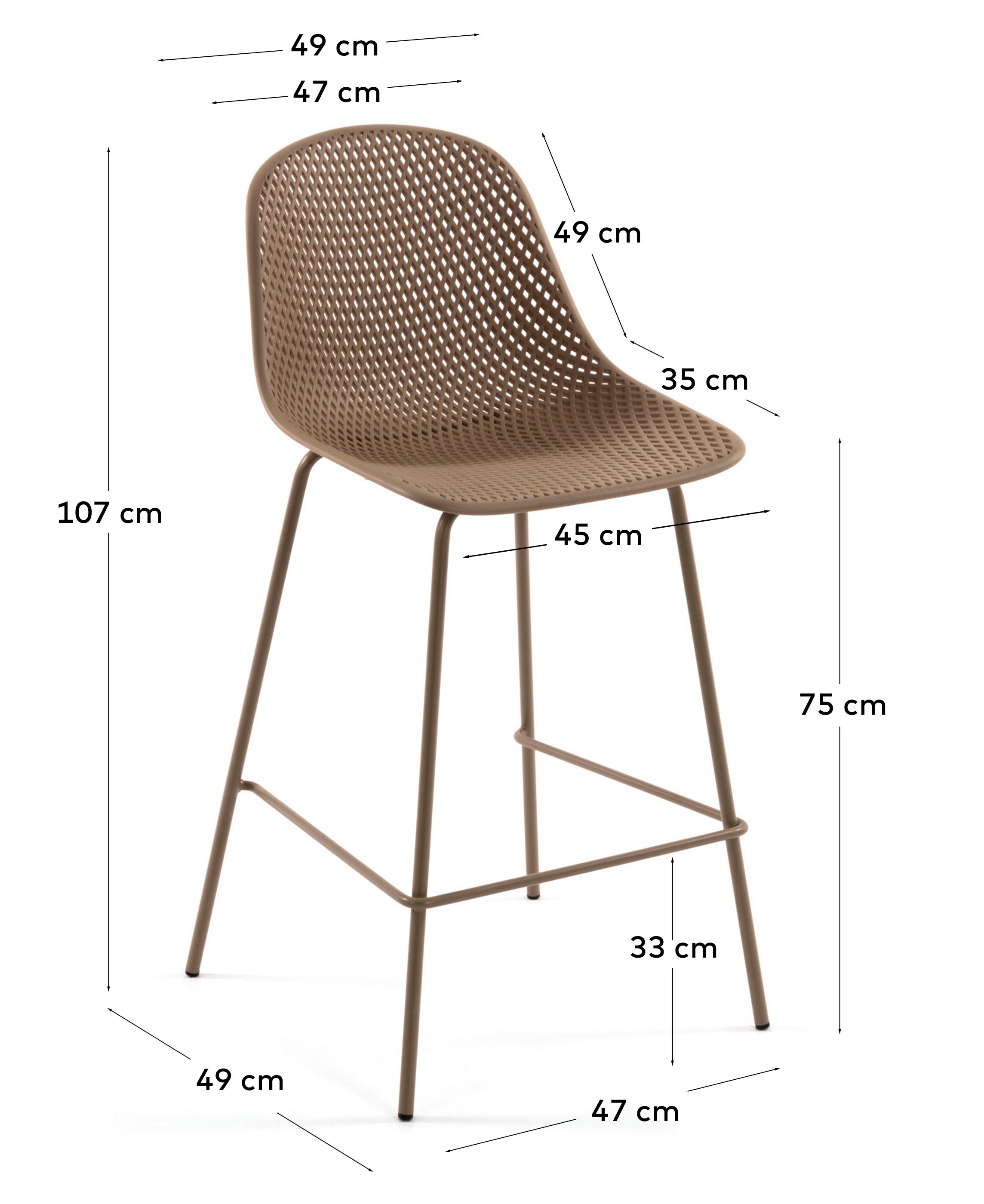 Beige Quinby stool height 75 cm