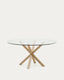 Argo round glass table and wood effect steel legs Ø 150 cm