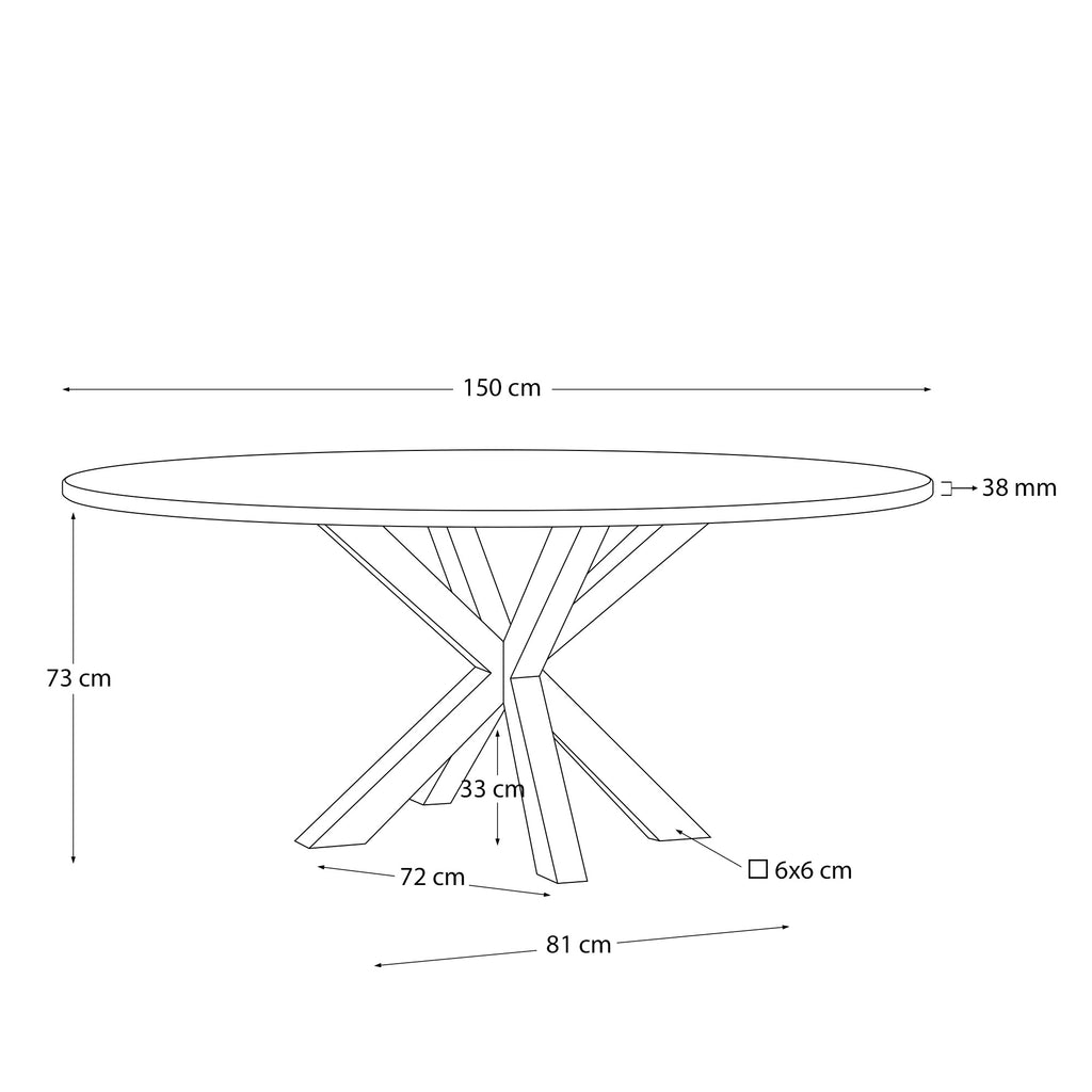 Okrugli sto Argo od punog bagremovog drveta i čeličnih nogu sa crnom završnom obradom Ø 150 cm