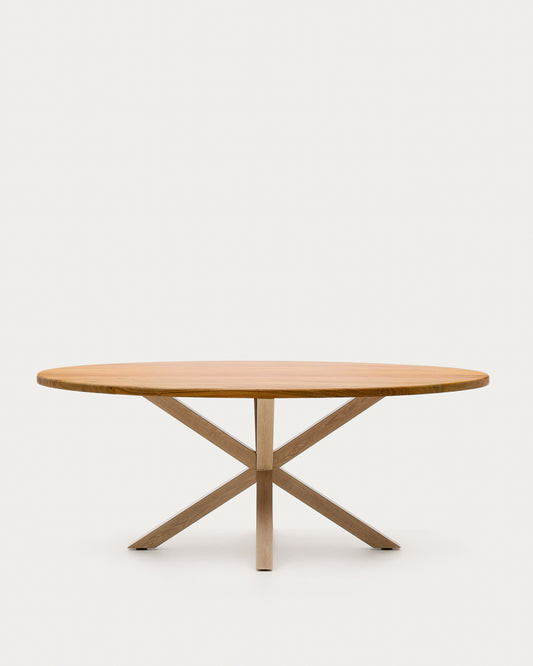 Argo oval table in solid acacia wood and steel legs with wood effect Ø 200 100 cm