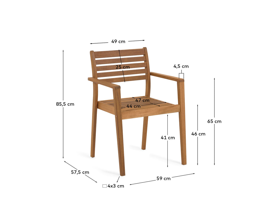 Hanzel stackable outdoor chair in FSC 100% solid acacia wood