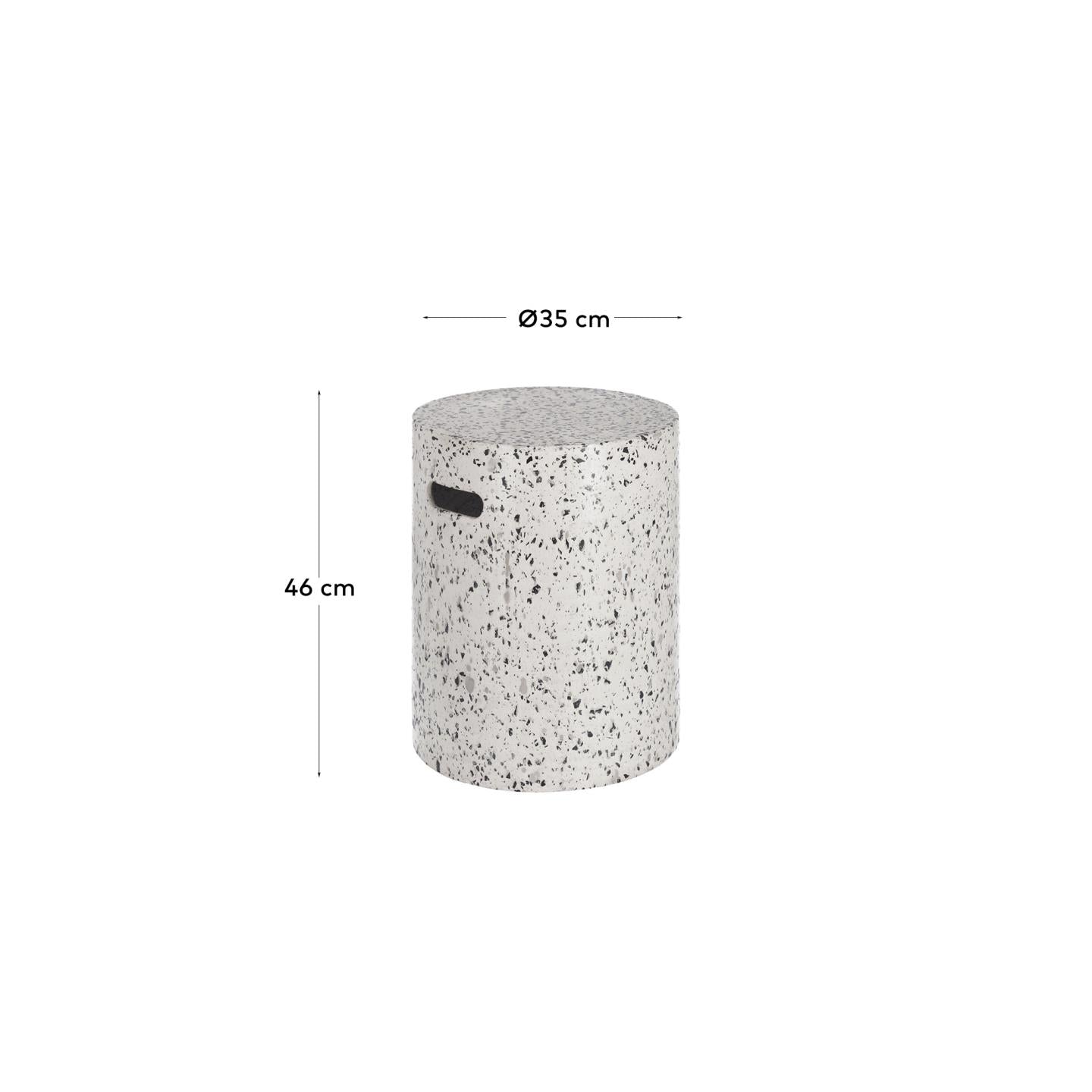 Jenell outdoor terrazzo footrest in white, Ø 35 cm