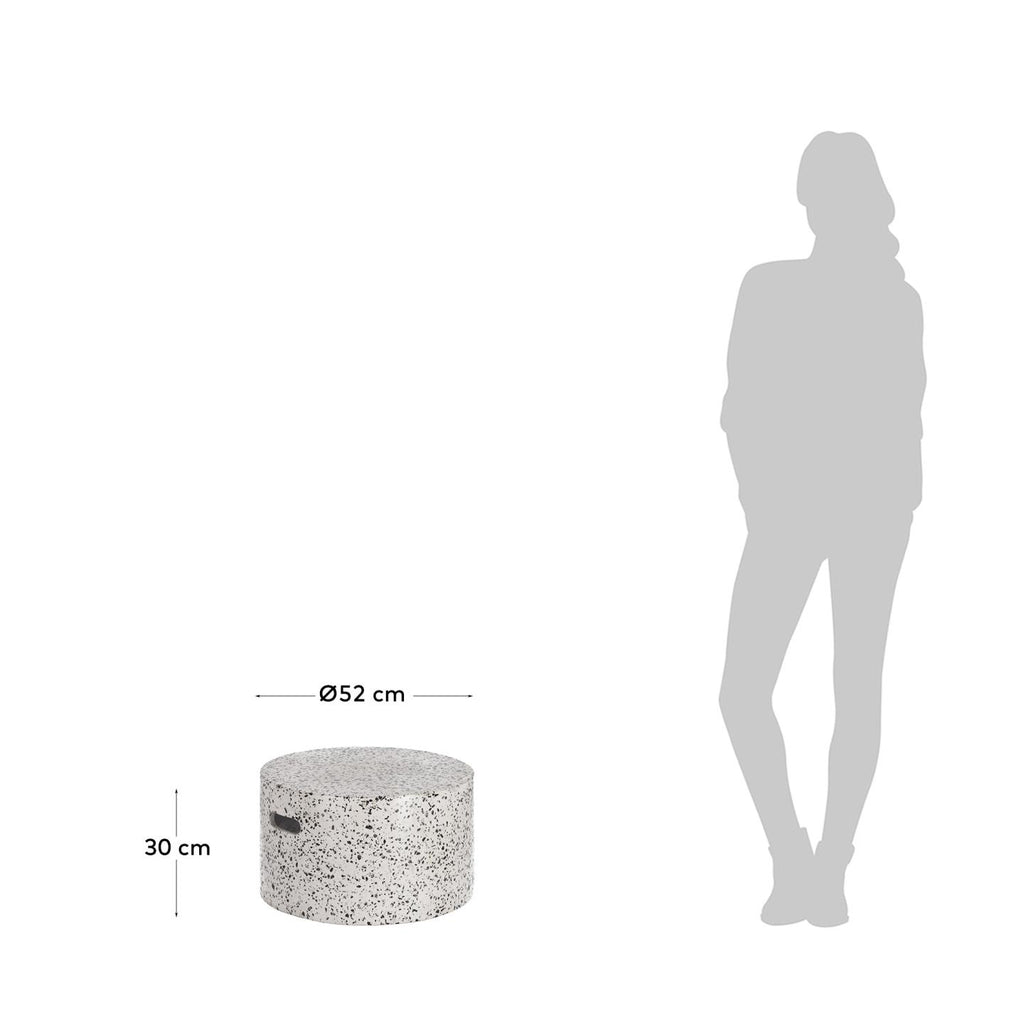 Jenell spoljni teraco sto za kafu u beloj boji, Ø 52 cm