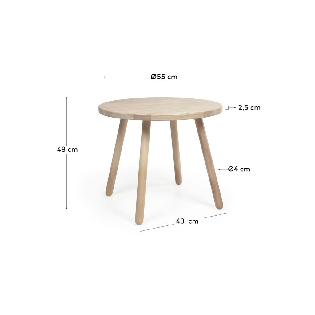 Okrugli dečiji sto Dilcia od punog gumenog drveta Ø 55 cm
