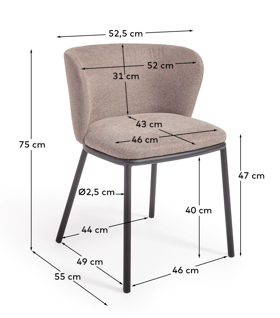 Ciselia stolica od svetlo braon ženila i čeličnih nogu sa crnom završnom obradom FSC Mik Credit