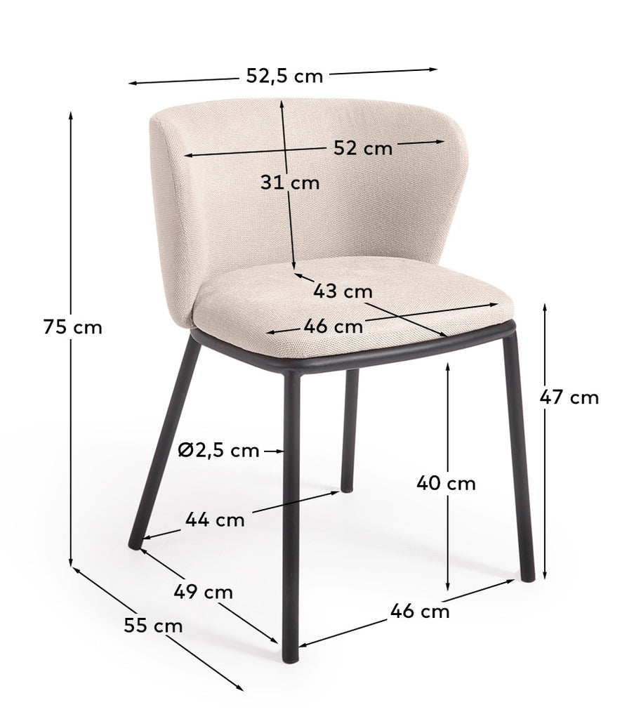 Ciselia stolica od bež ženila i čeličnih nogu sa crnom završnom obradom FSC Mik Credit