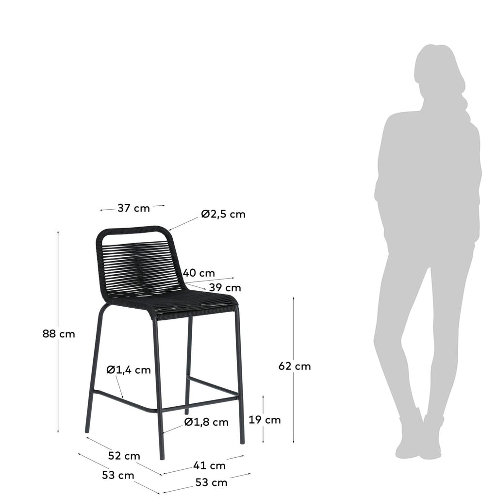 Lambton stolica koja se može složiti od crnog užeta i crnog čelika, 62 cm