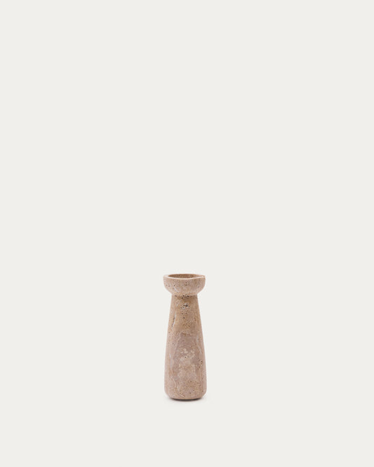 Magan small beige travertine candle holder