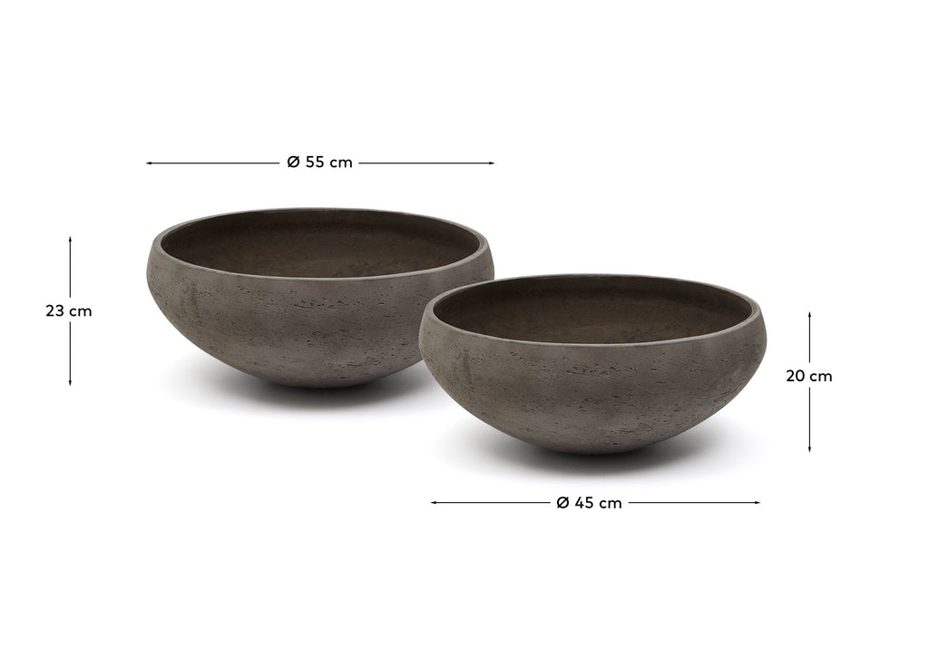 Set of 2 Nura terracotta cement planters Ø55 cm