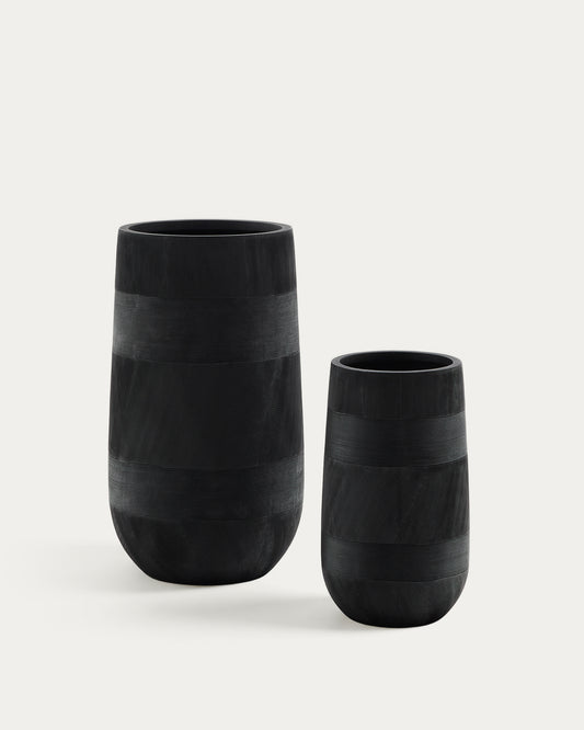 Tival set od 2 saksije u imitaciji crnog cementa, Ø 45 cm / Ø 32 cm