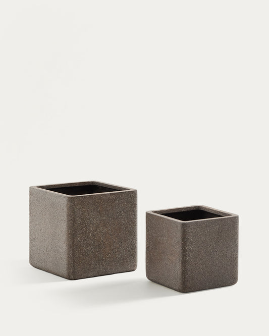 Minoa set od 2 saksije u imitaciji braon kamena, 44 x 44 cm