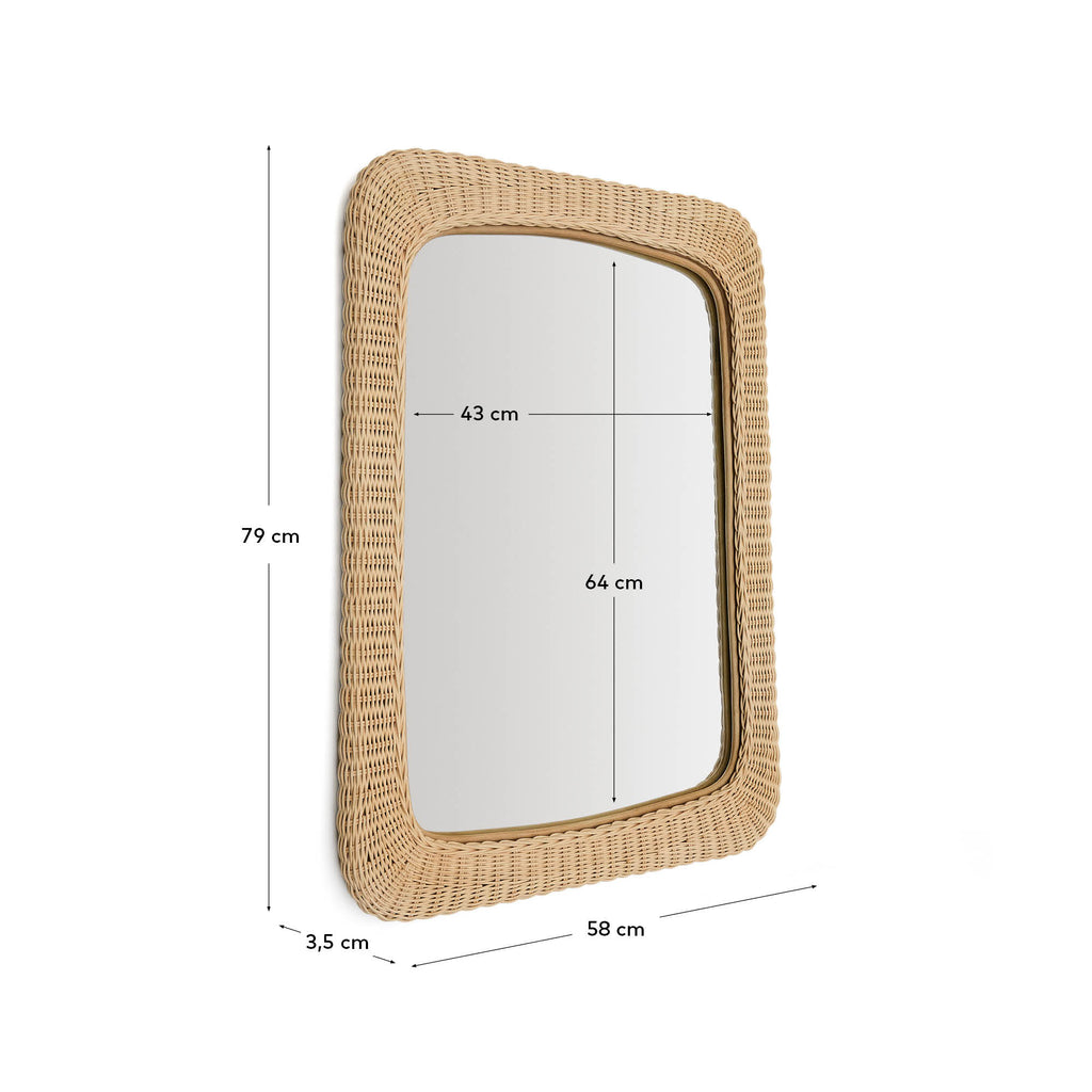 Zilna ogledalo od ratana 58 x 79cm