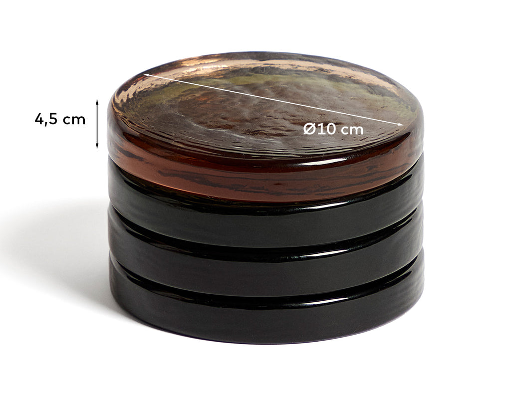 Obila set of 4 coasters made of recycled glass in multiple colors