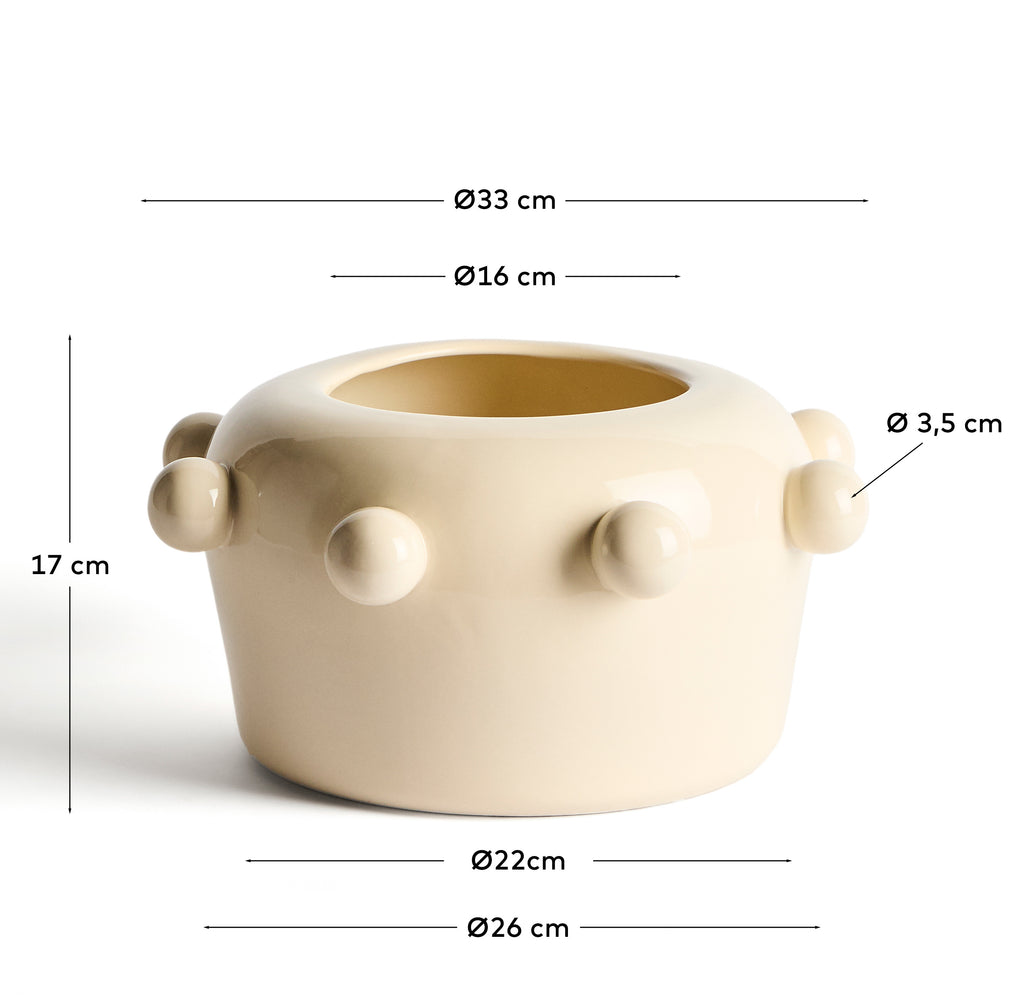Odra vase in ecru ceramic with glossy finish 17cm 