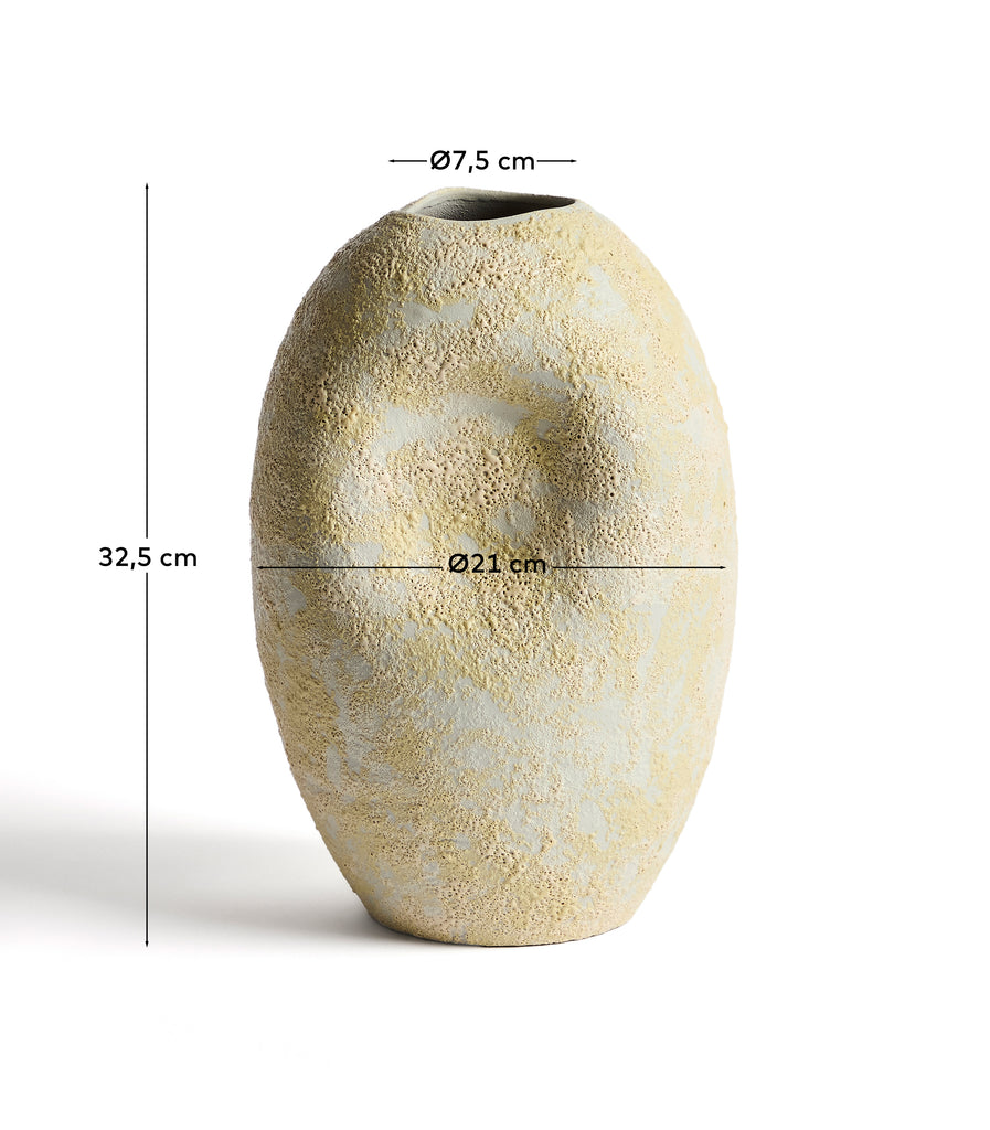 Vaza Medira od keramike, prirodna boja i žuta, 32,5 cm