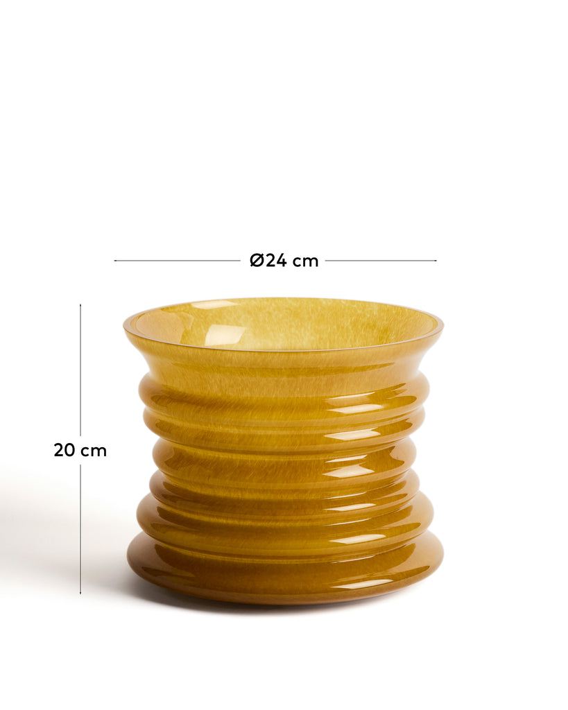 Ambere vase made of yellow glass, 20 cm.