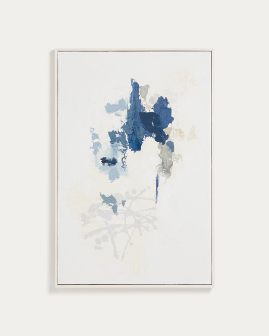 Erale ručno oslikana apstraktna slika u sivoj i plavoj boji, 60 x 90cm
