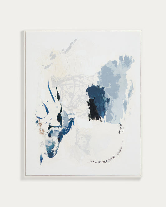 Erale ručno oslikana apstraktna slika u sivoj i plavoj boji, 80 x 100cm