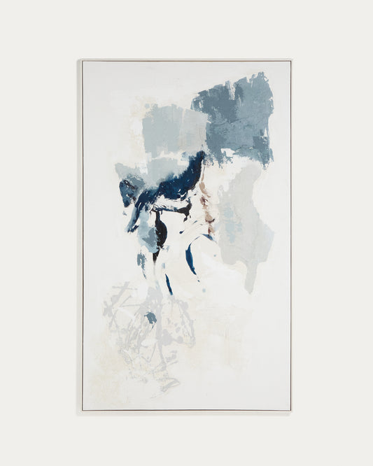 Erale ručno oslikana apstraktna slika u sivoj i plavoj boji, 120 x 200cm