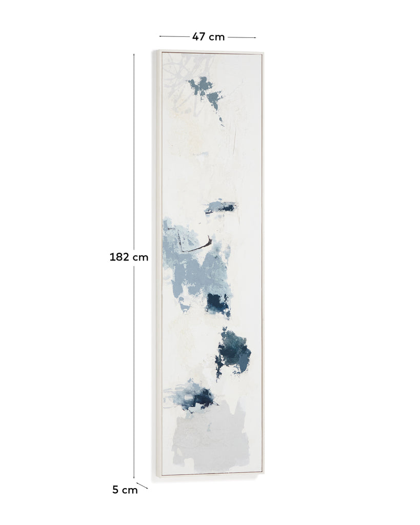 Erale grey and blue hand-painted abstract picture 47 x 182cm