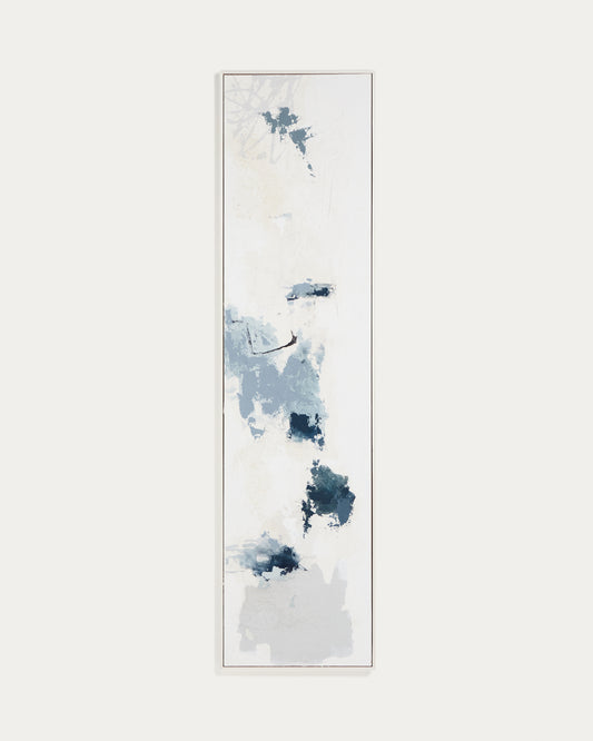Erale ručno oslikana apstraktna slika u sivoj i plavoj boji, 47 x 182cm