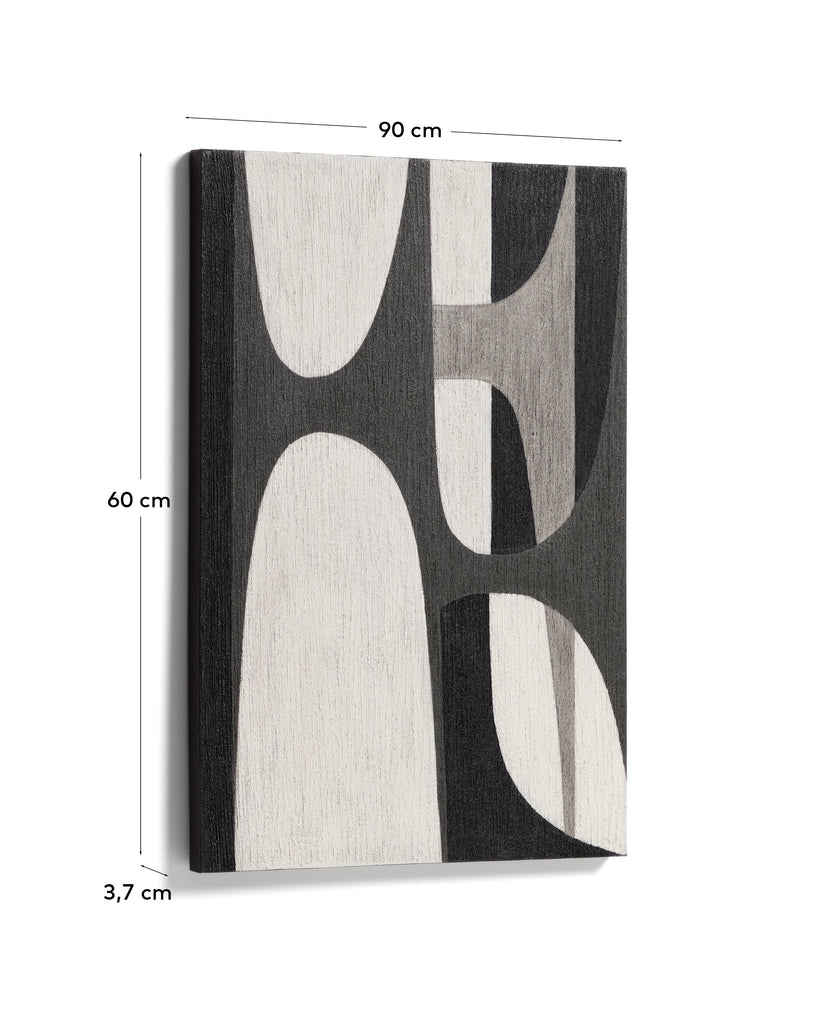 Abstract painting of Onura, black and white, 60 x 90 cm