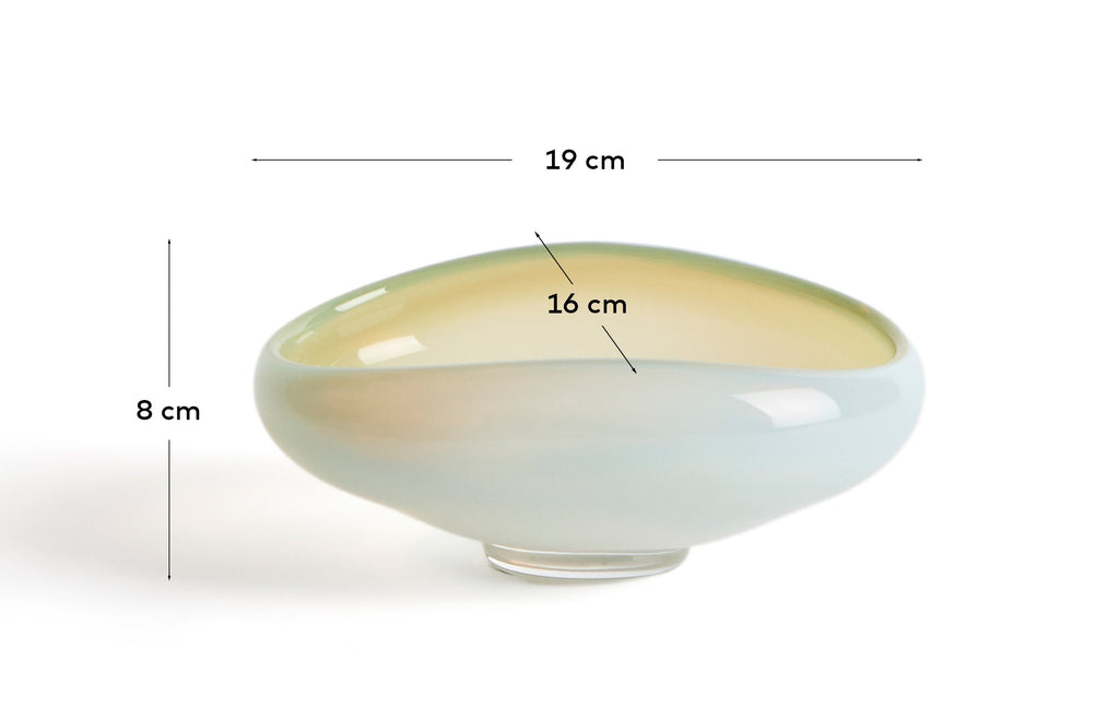 Dekorativna posuda za sto Nodila od belog stakla 19 x 14 cm