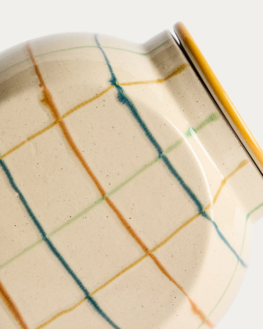 Belor ceramic pot with multicoloured lines 17cm