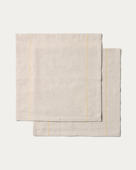 Ulaen set od 2 bež salvete od pamuka i lana sa žutim prugama 35 x 35cm