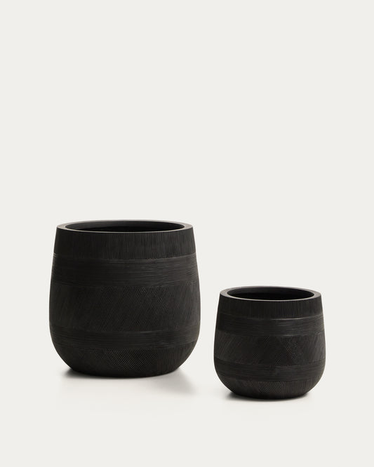 Tival set od 2 crne saksije u imitaciji cementa Ø 50cm/Ø 34cm
