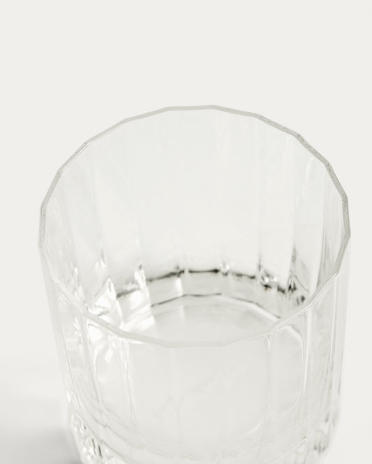 Nivor clear drinking glass with carved vertical relief, 30 cl